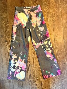 YMI Cargo Pants with hand dyed Tie-Dye Splatter
